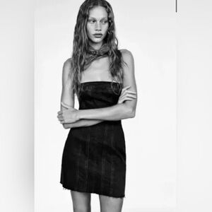 Zara strapless denim dress black